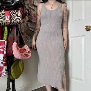 ARKET GREY MAXI RIBBED DRESS XS